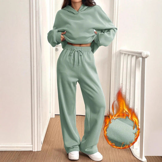 Women’s Street Fashion Solid Color Two‑Piece Set (Top + Pants)