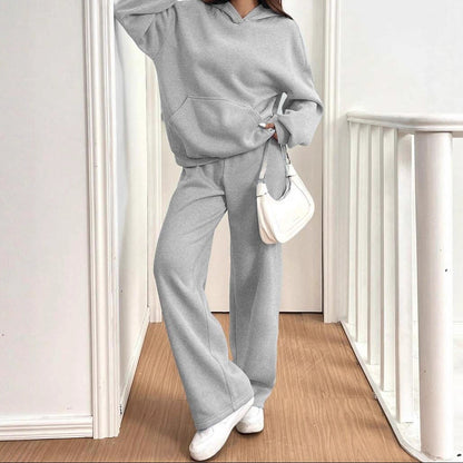 Women’s Street Fashion Solid Color Two‑Piece Set (Top + Pants)