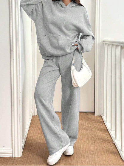 Women’s Street Fashion Solid Color Two‑Piece Set (Top + Pants)