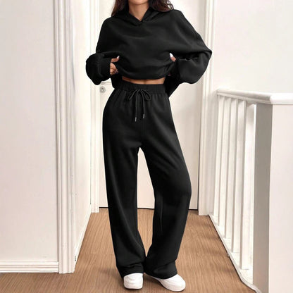 Women’s Street Fashion Solid Color Two‑Piece Set (Top + Pants)