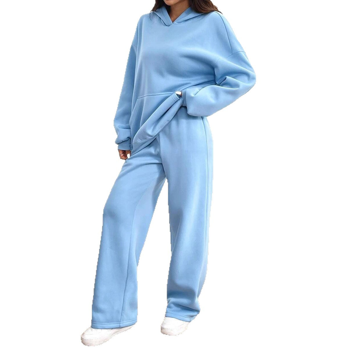 Women’s Street Fashion Solid Color Two‑Piece Set (Top + Pants)